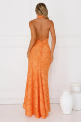 Garden Gems Halter Maxi Dress Orange