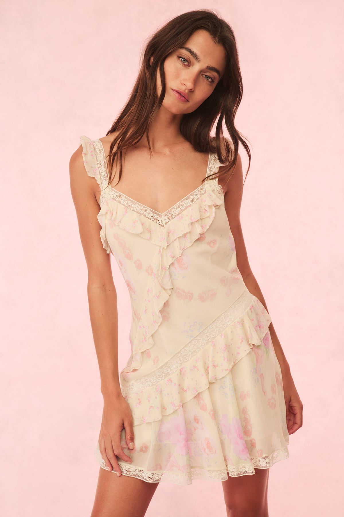 Serima Floral Ruffle Mini Dress