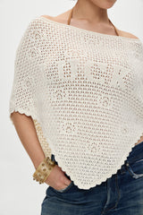 x BELLA HADID Western Crochet Poncho - White