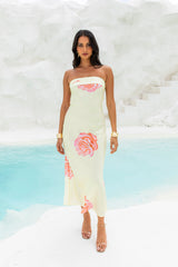 Enchanting Stories Strapless Satin Maxi Dress Yellow