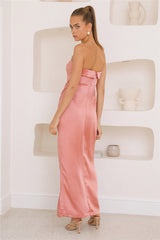 With You Satin Maxi Dress Coral