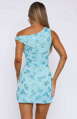 Tropical Twilight Beaded Mini Dress Baby Blue