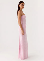 Natty Lace Mesh Maxi Dress Petal Pink