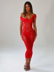 Kaelis Red Midi Dress