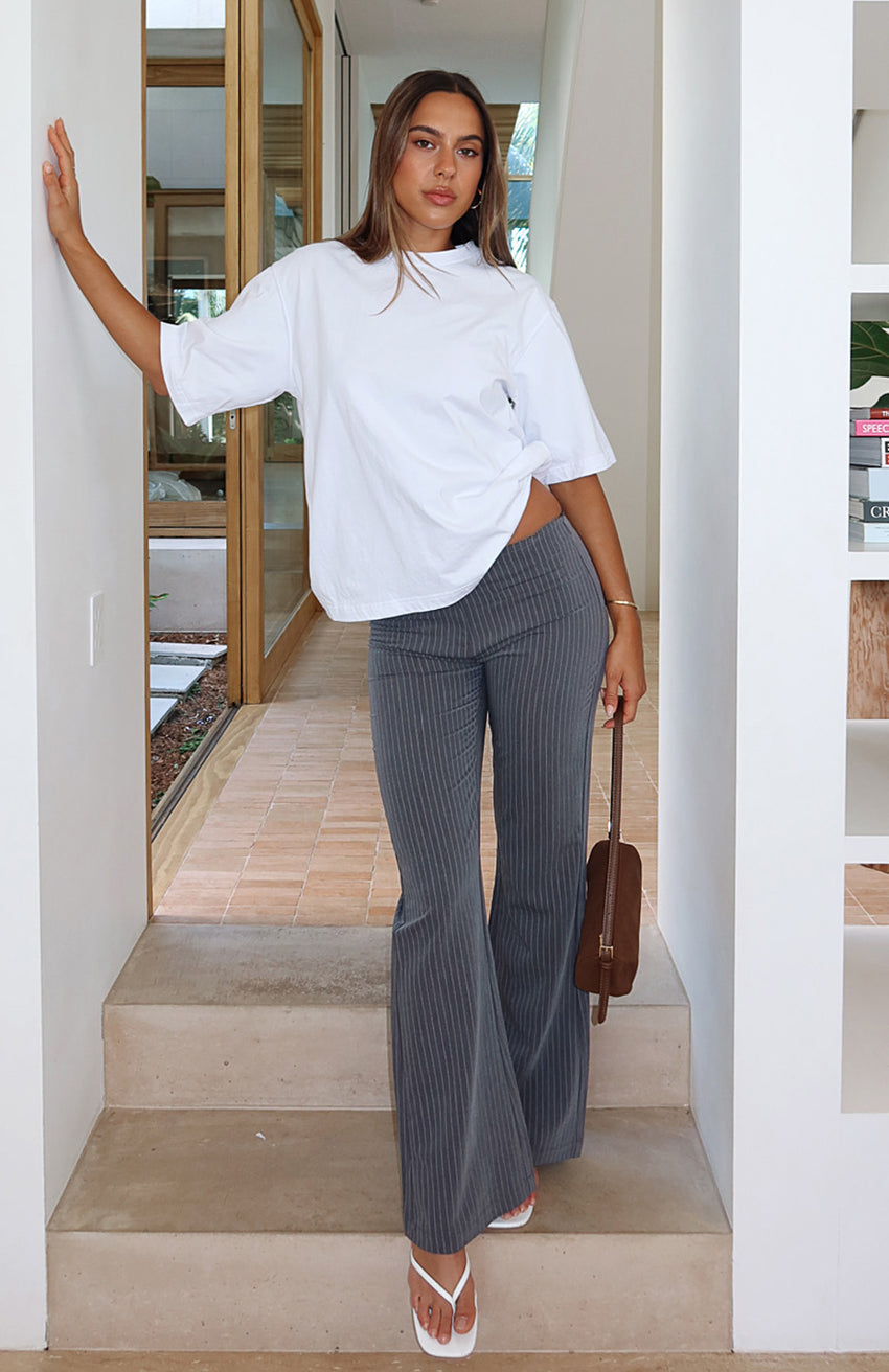 Getting You Close Pants Dark Grey Pinstripe
